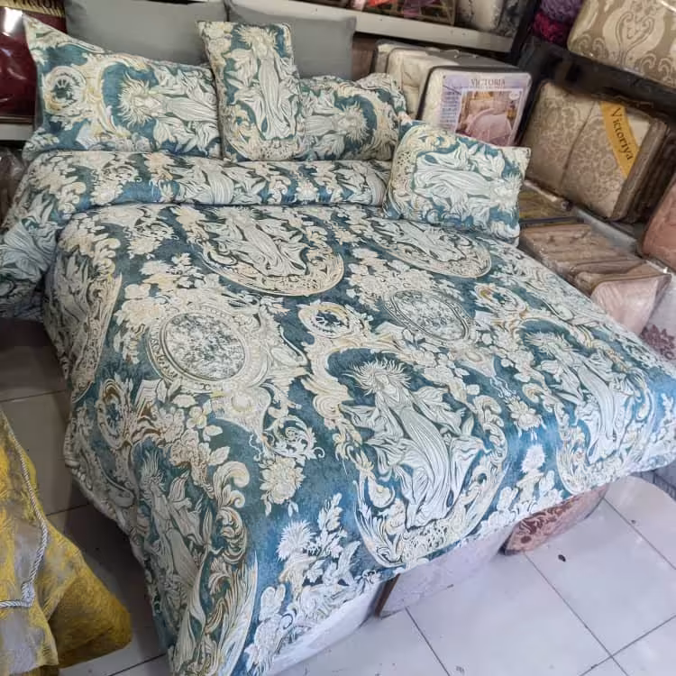 روتختی مخمل پنلی ترک دونفره درجه یک 8 تیکه طرح‌ فرشته جدید