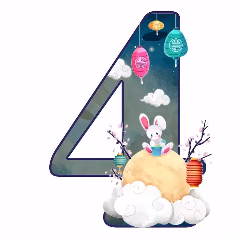 استند رومیزی تولد مدل عدد 4 طرح خرگوش