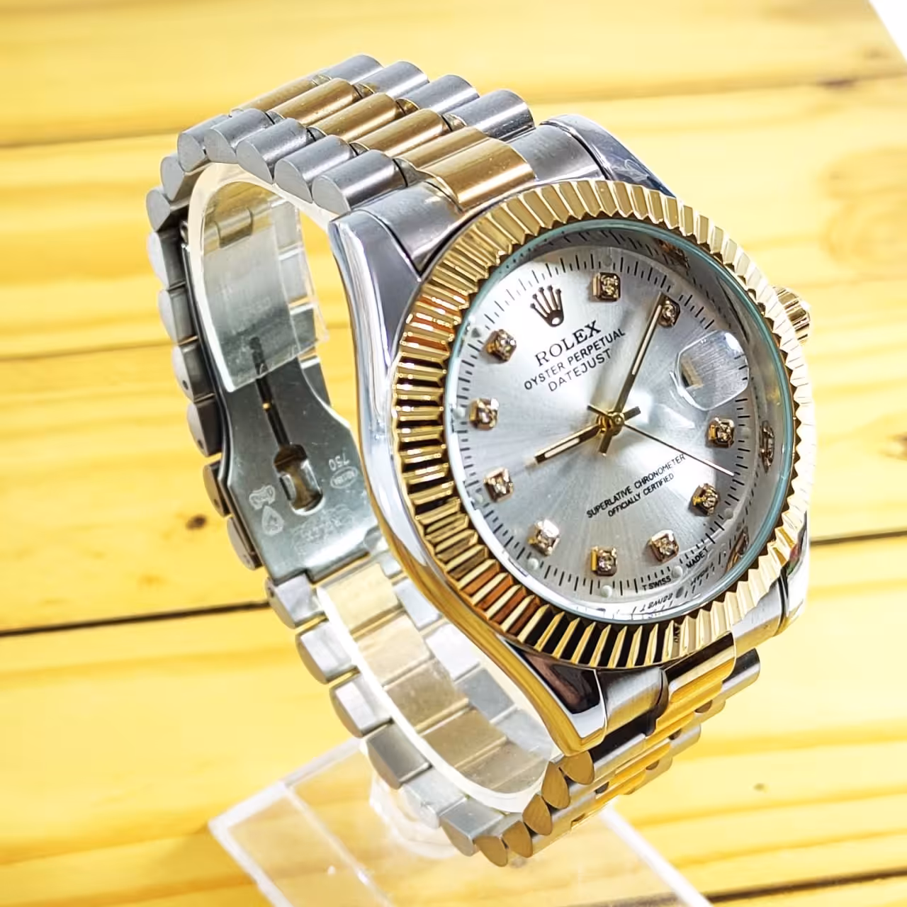 ساعت  مردانه  رولکس درجه یک طلایی نقره ای