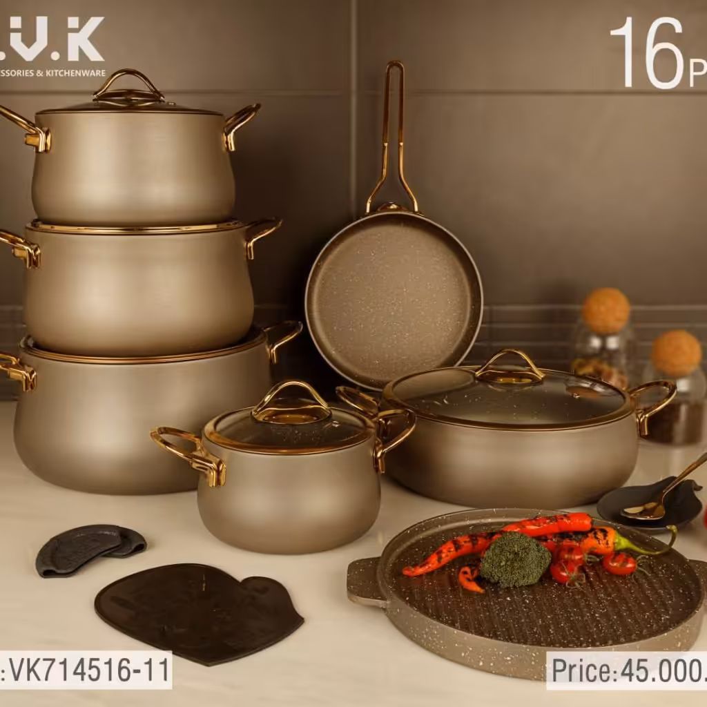 سرویس قابلمه دورو گرانیت 16 پارچه بی وی کی bvk(بژ)