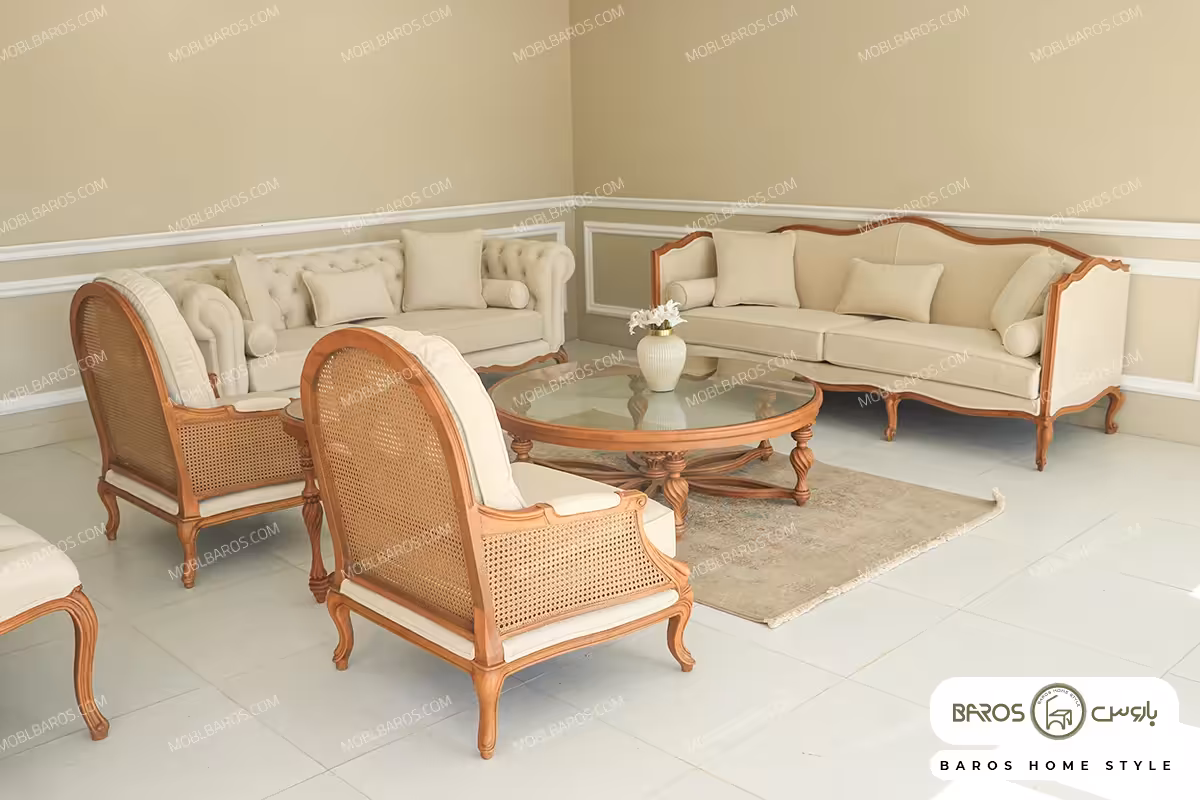 مبلمان نئو کلاسیک و راحتی گندم و چستر