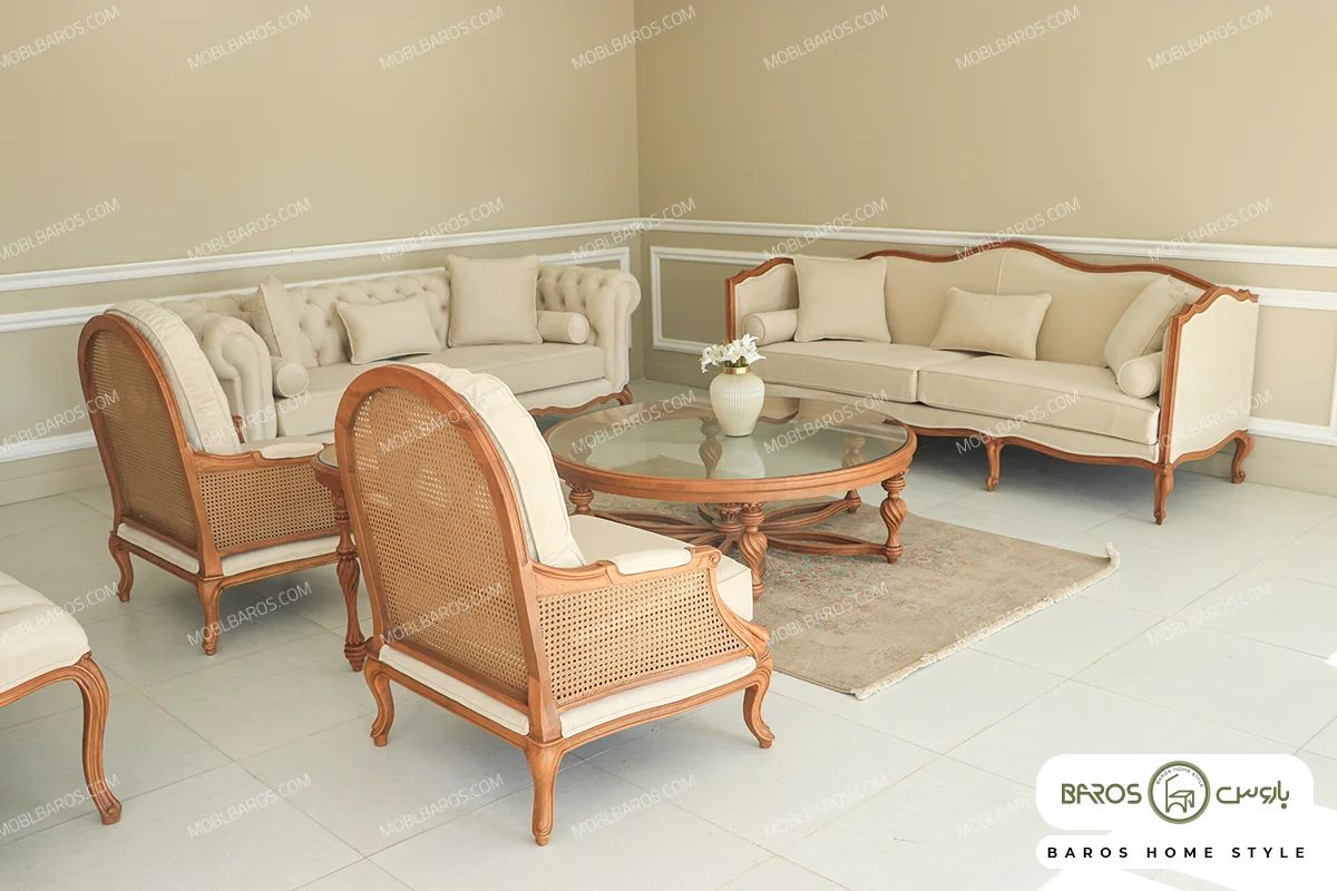 مبلمان نئو کلاسیک و راحتی گندم و چستر