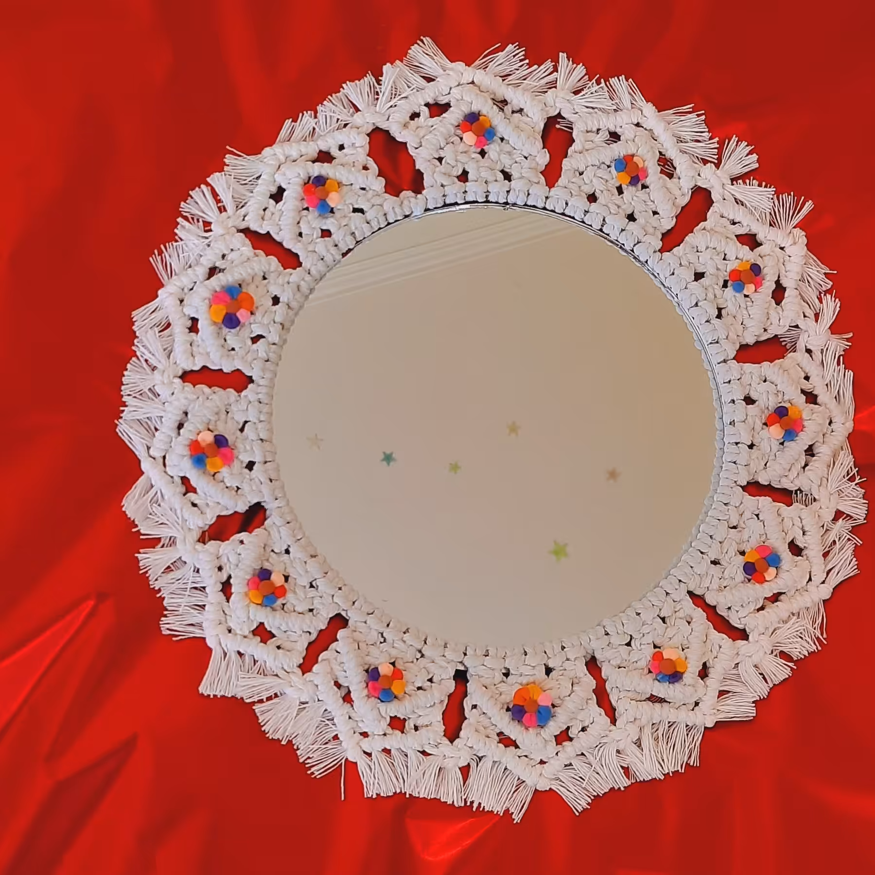 آینه مکرومه طرح گل