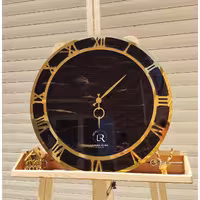 ساعت رزین رنگ ساعت  مشکی ساعت طرح مرمر  ساعت دور طلایی