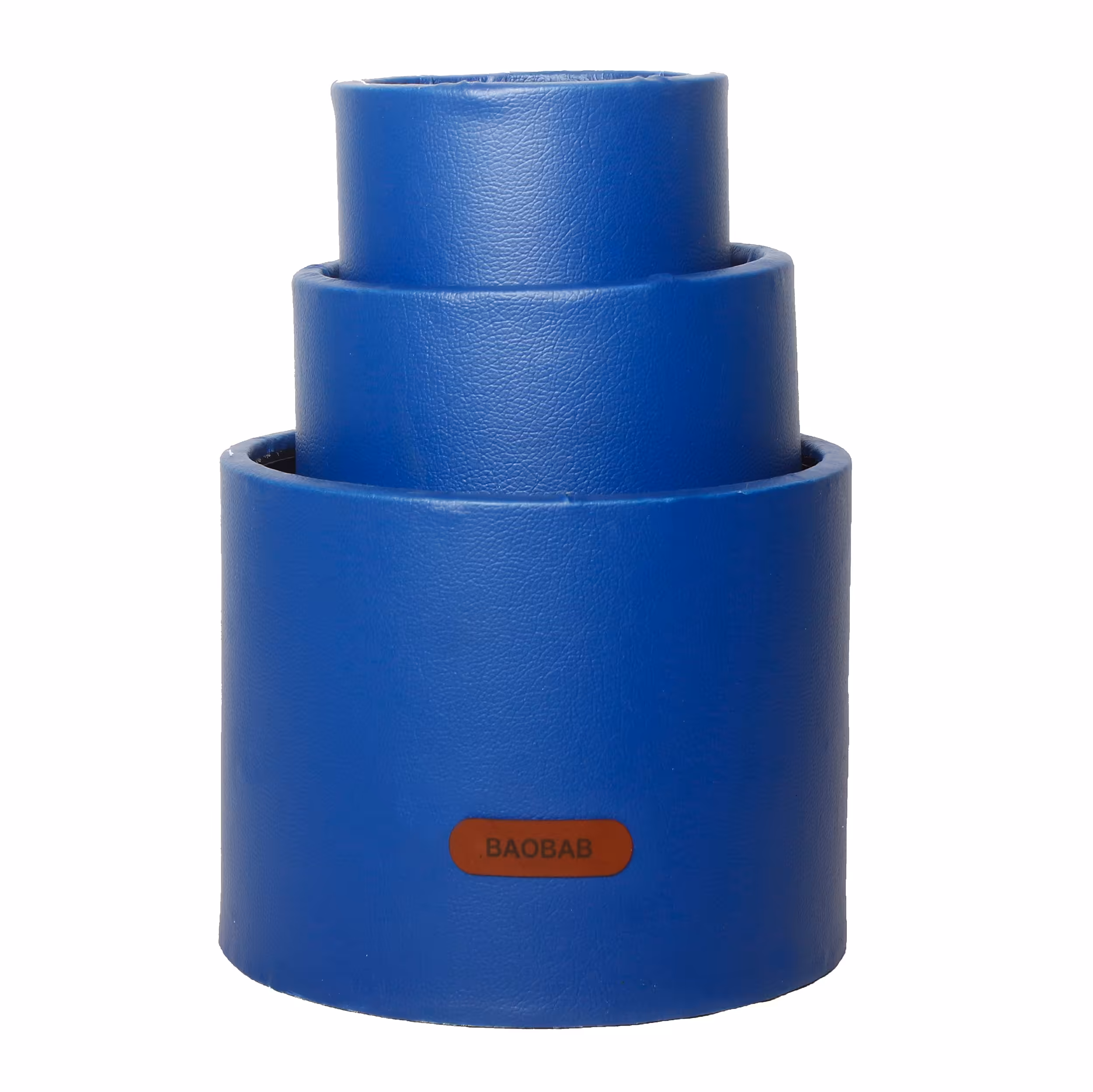 باکس چرم استوانه ای 3 تایی کد 201 رنگ آبی