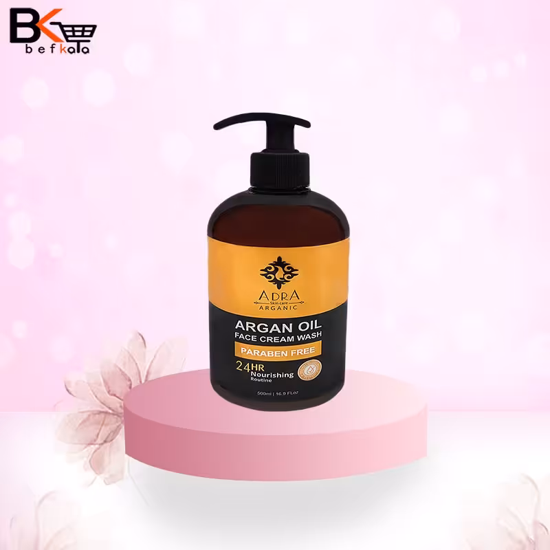 ژل شستشوی صورت کرمی 500میل پمپی حاوی روغن آرگان آدرا