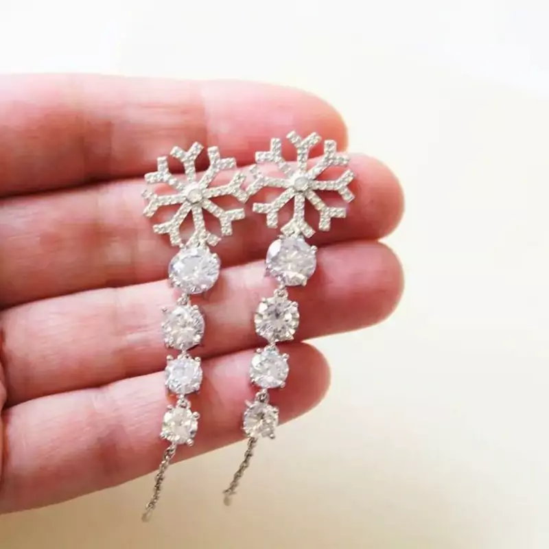 گوشواره آویز برفی کد E373