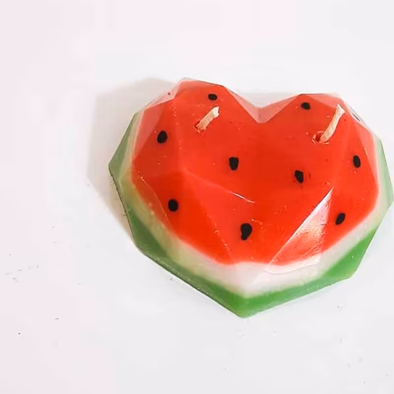 شمع قلب  2 فیتیله ای طرح هندوانه شب یلدا