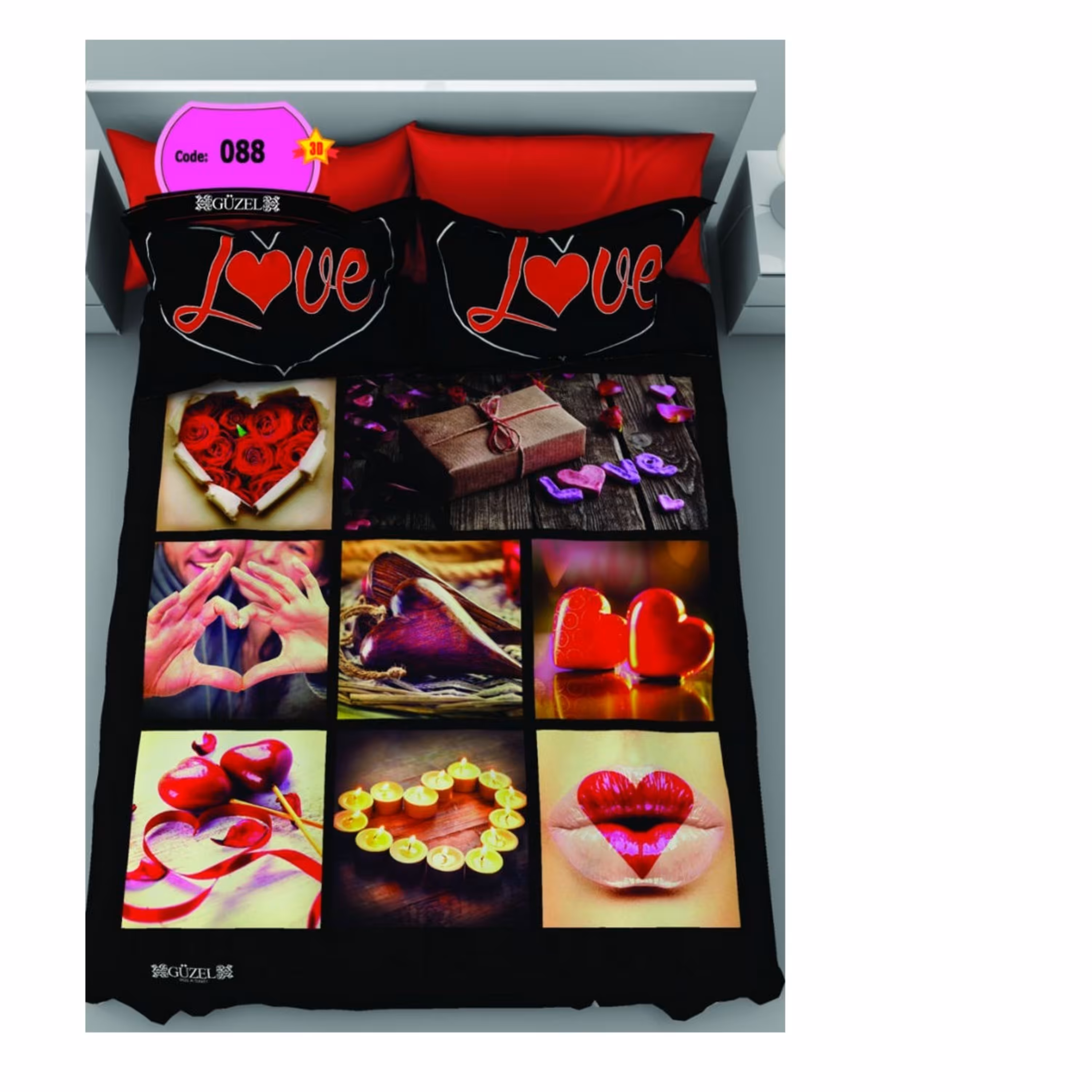 روتختی دونفره سه بعدی برند گوزل 7 تکه کد 88