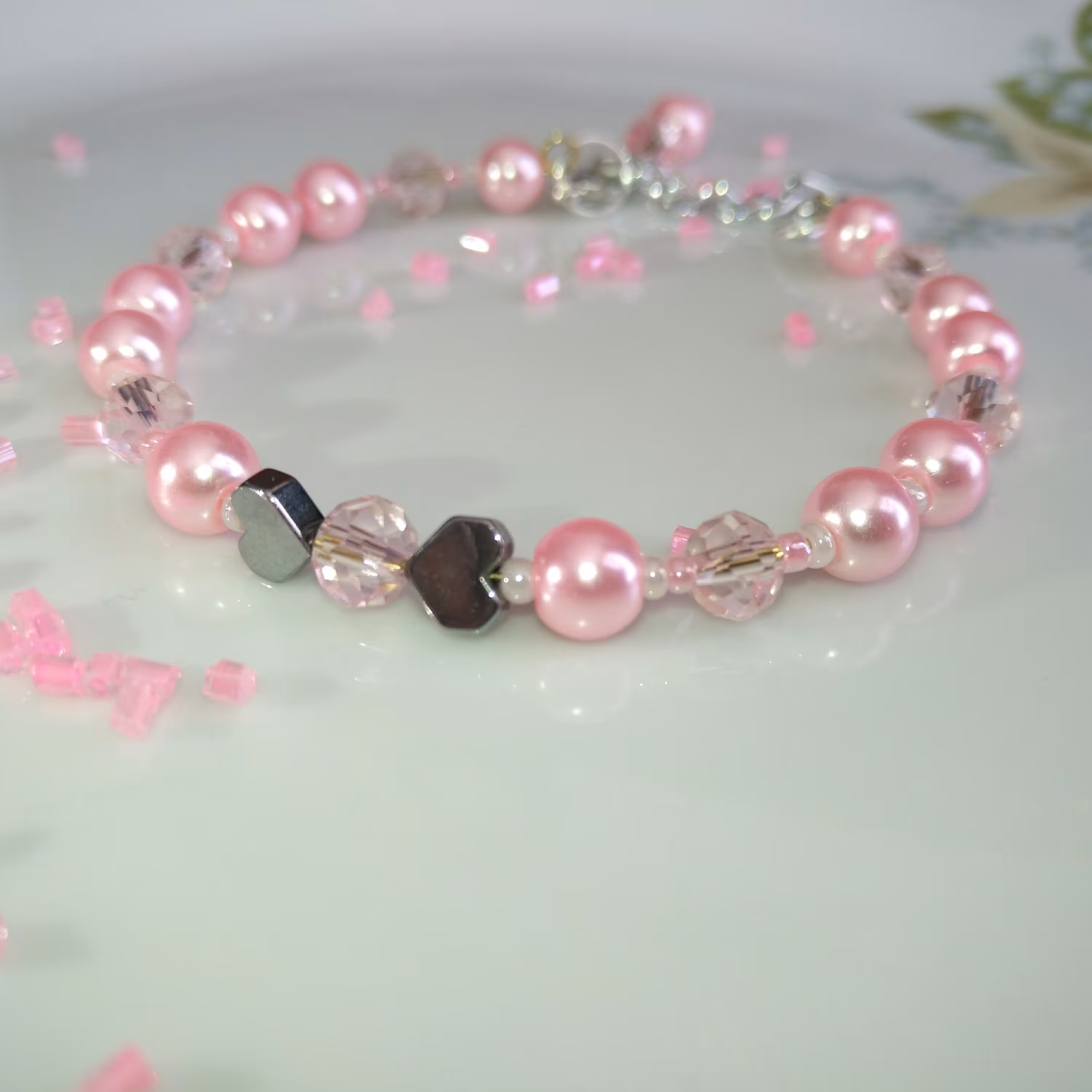 دستبند النگویی مرواریدو کریستال