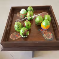 تخم مرغ سفالی با تم سبز