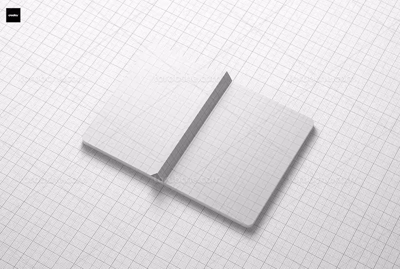 موکاپ PSD جلد سخت کتاب از زاویه بالا | گرافیک با طعم تربچه