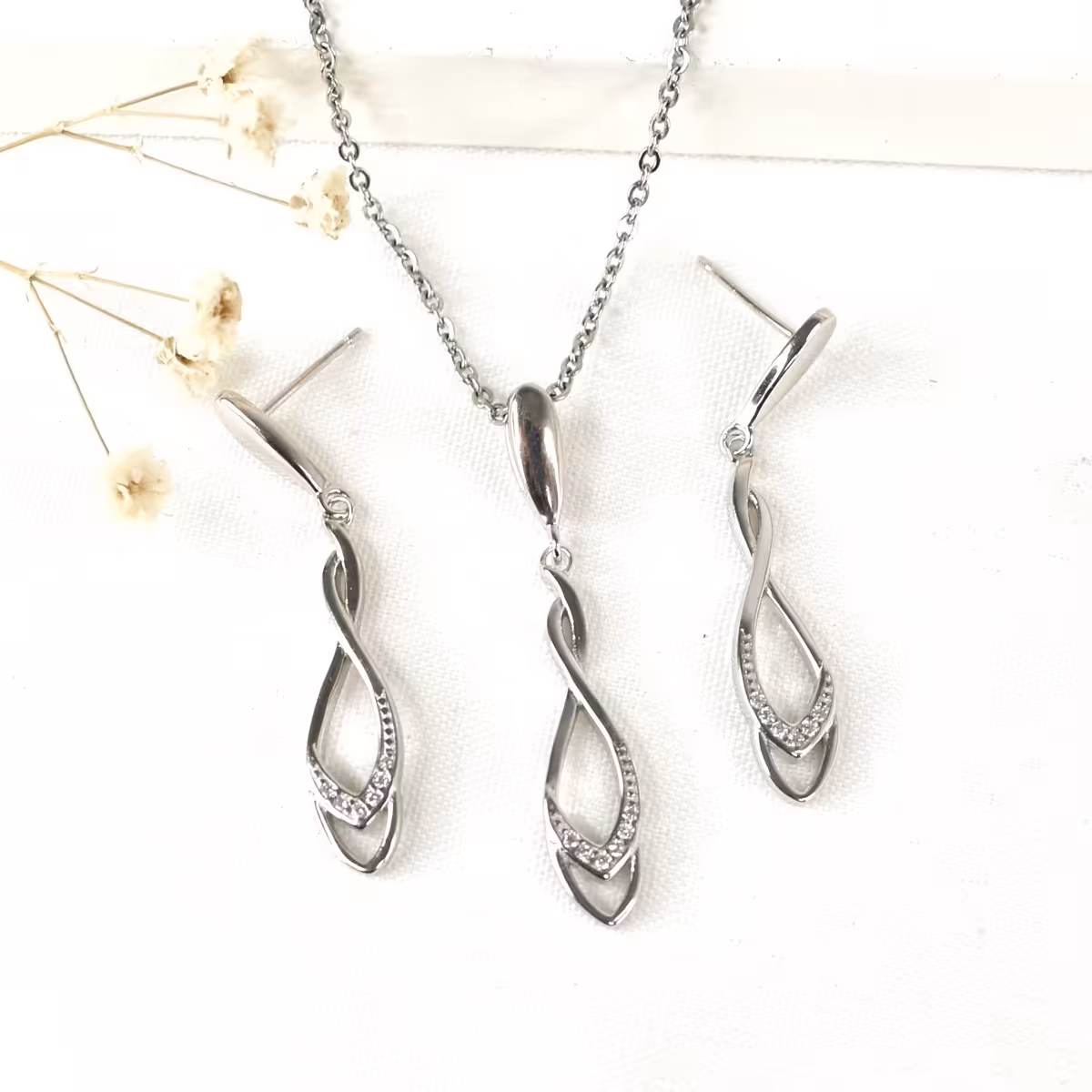 نیمست اشکی دولاین نقره 925 ایتالیا کد 9366