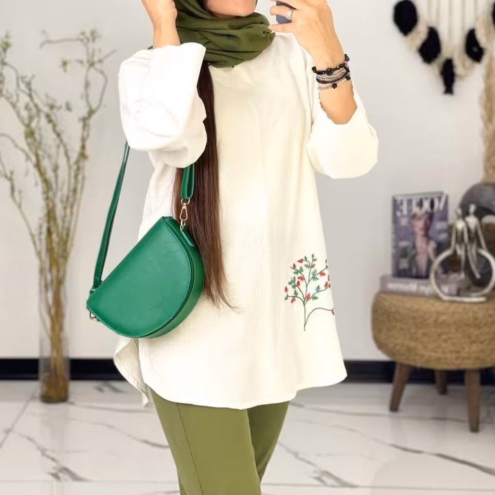 شومیز الیاف گلدوزی                             