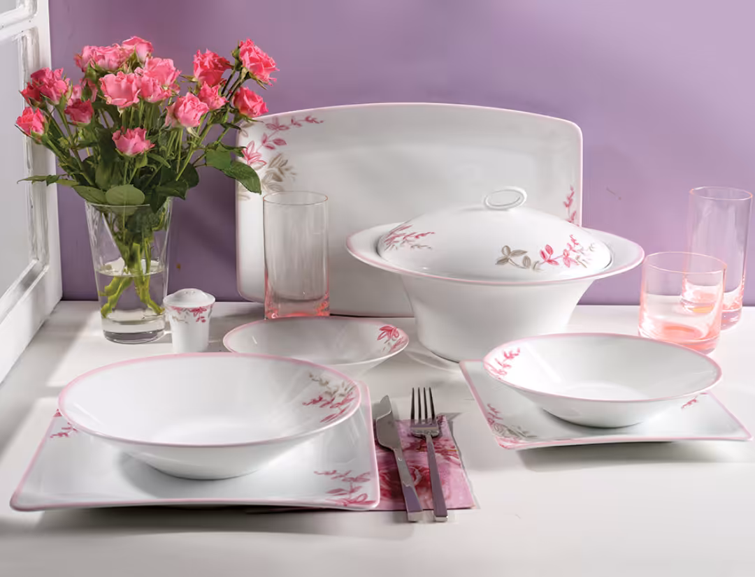 سرویس 90 پارچه چینی زرین سری وینچی مدل بهاران درجه عالی Baharan