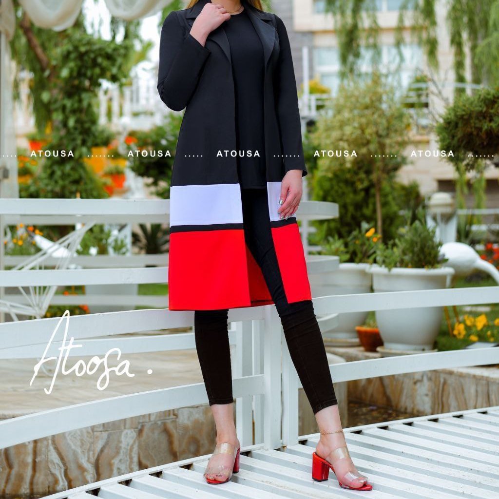 مانتو زنانه کرپ کره ای مدل ترکیبی آرشیدا