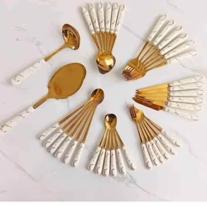 قاشق شربت طلایی ماربل A4 سرامیکی | amazonchi