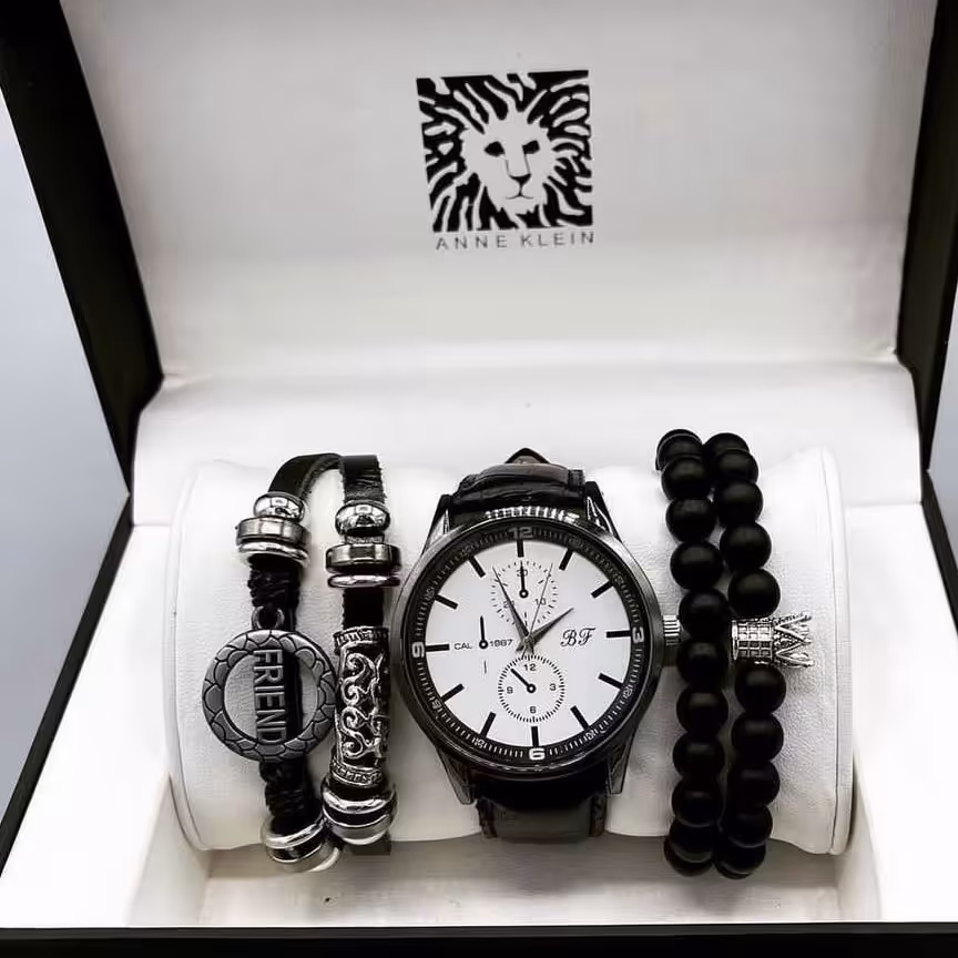 ست ساعت و دستبند مردانه شیک و خاص رنگ ثابت ضد حساسیت کیفیت بالا شیک و خاص دلبر و جذاب