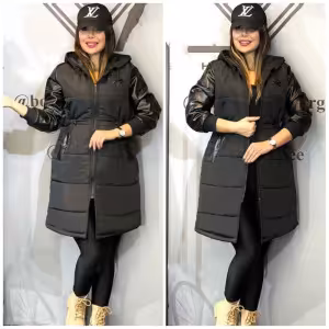 کاپشن آستین چرم