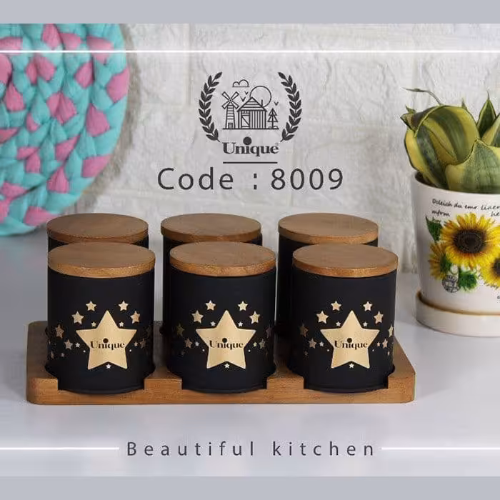 ادویه 6تایی درب بامبو یونیک