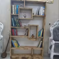 کتابخانه تمام چوب روستیک