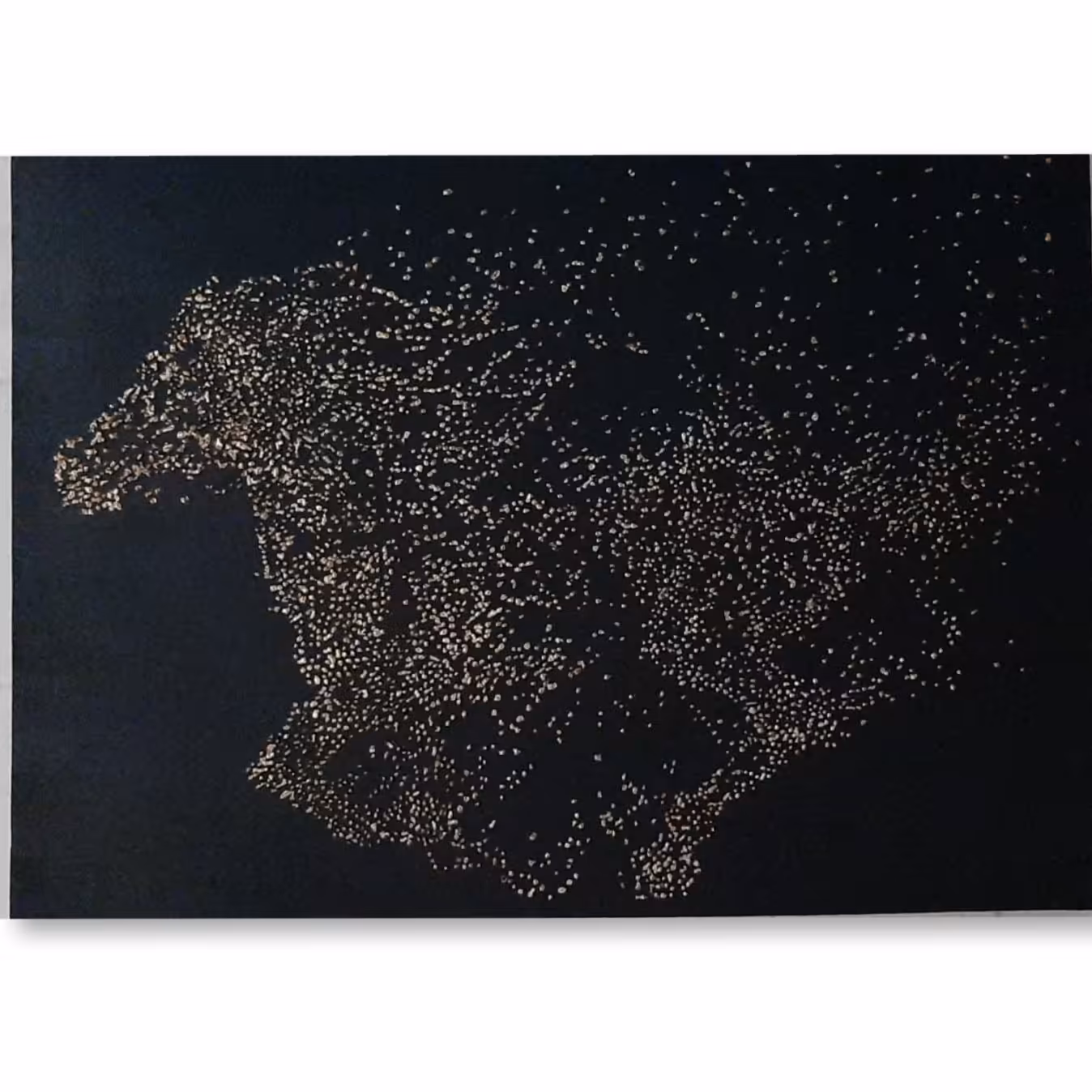 تابلو اسب ترام(نقطه ای)کار شده روی بوم با تکسچر و ورق طلا