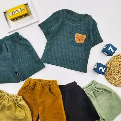 تیشرت شلوارک پسرانه بیسکویتی تدی کد 10313