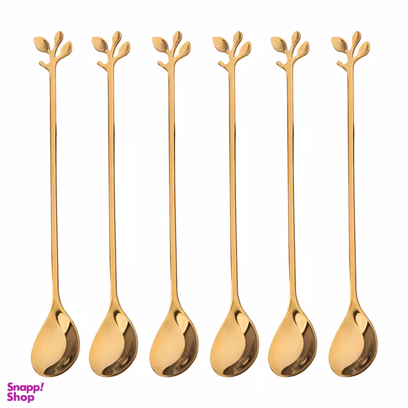 قاشق شربت خوری مدل برگ کد 00671 مجموعه 6 عددی
