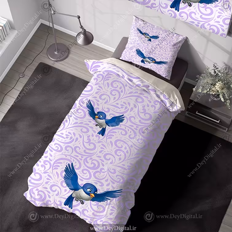 روتختی دخترانه طرح کارتونی پرنده های آبی pk-3664