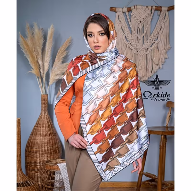 روسری نخ ابریشم گارزا  قواره 130 سانت GK122486