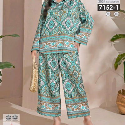 ست بلوز شلوار سایز بزرگ کرپ حریر فرانسه 7152