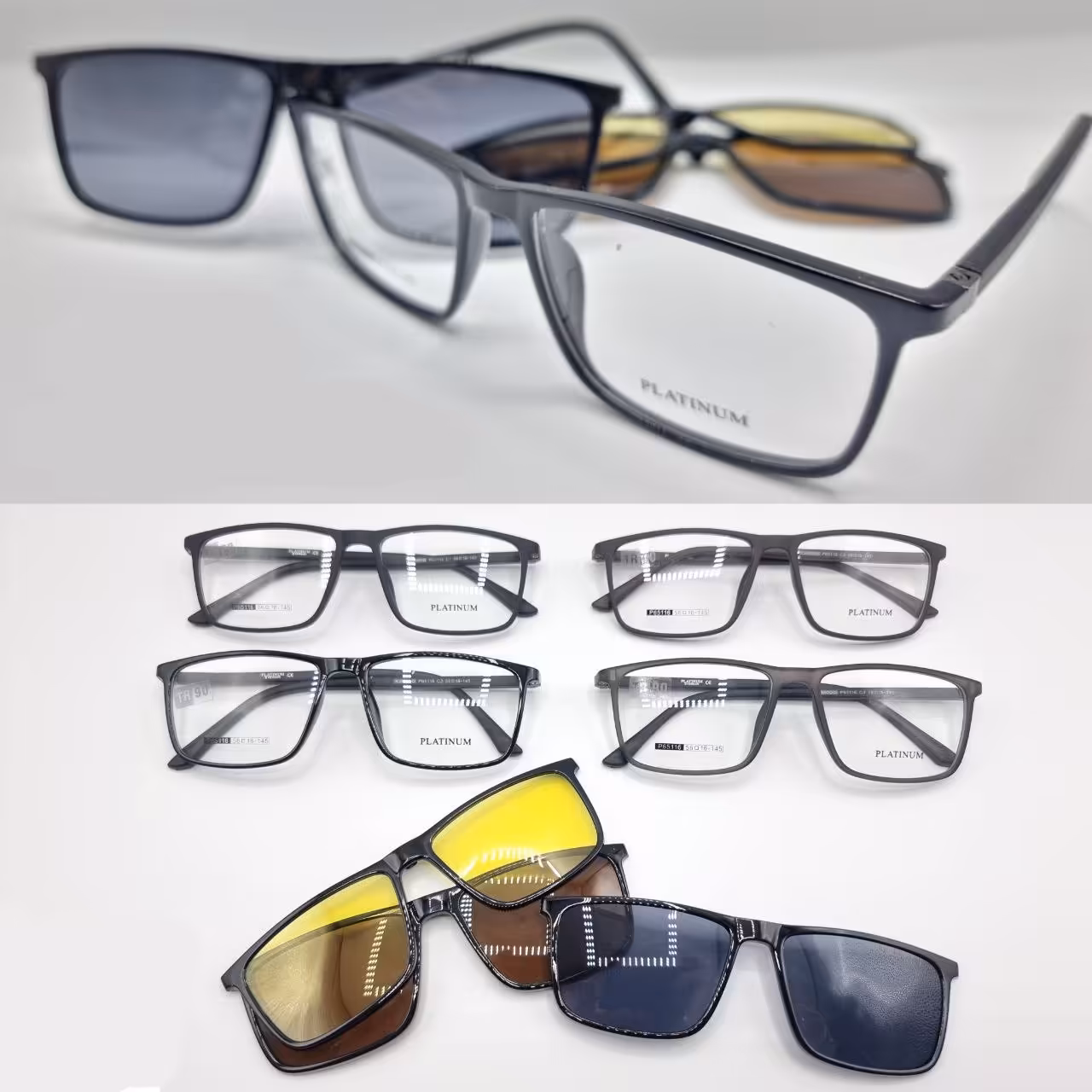 عینک طبی با 3 کاور افتابی