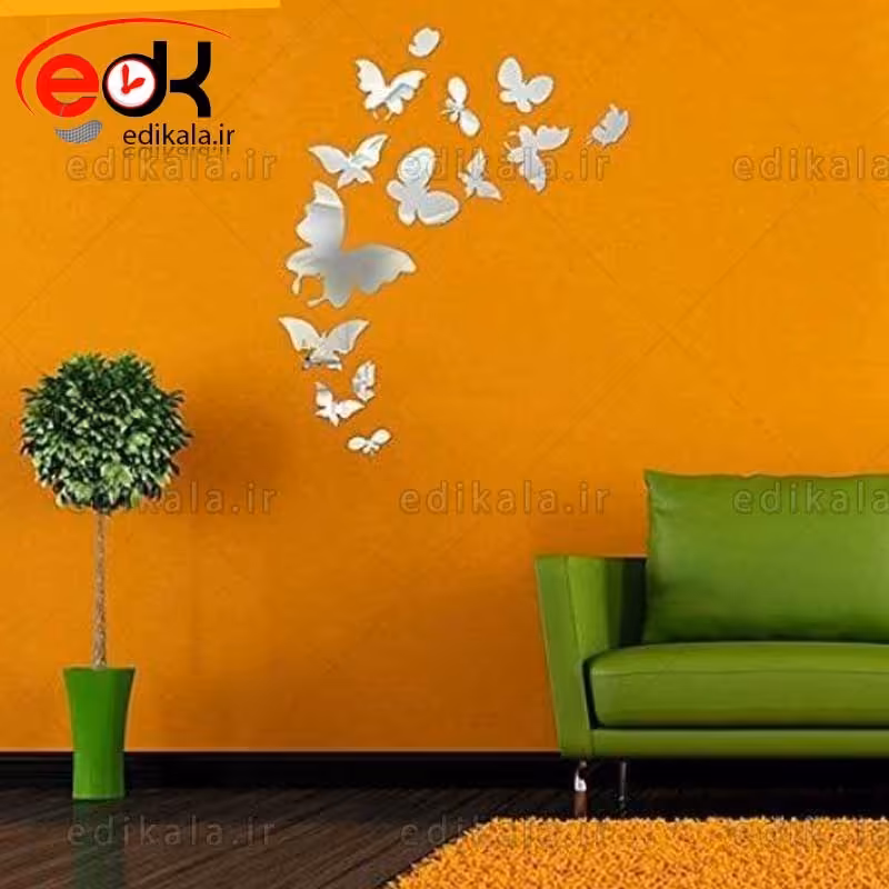 آینه دکوراتیو طرح پرواز پروانه ها 2 شناسه محصول 500100 چوب مشکی