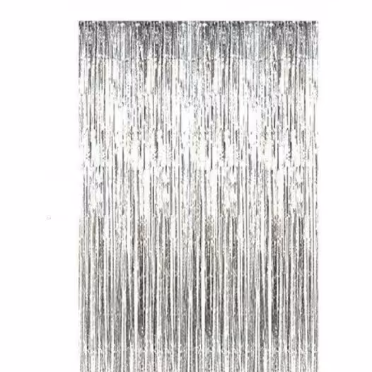 پرده متالایزآویزتولدرنگ نقره ای