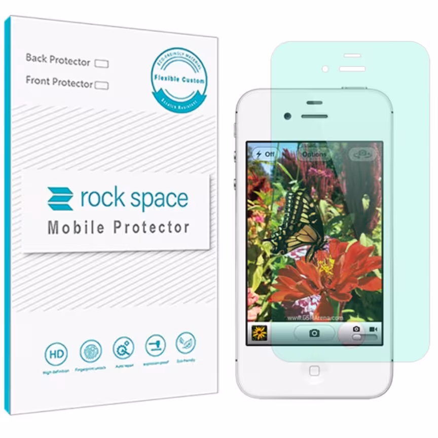 گلس   آیفون P4-4S مدل نانو هیدروژل گرین لایت برند راک اسپیس   