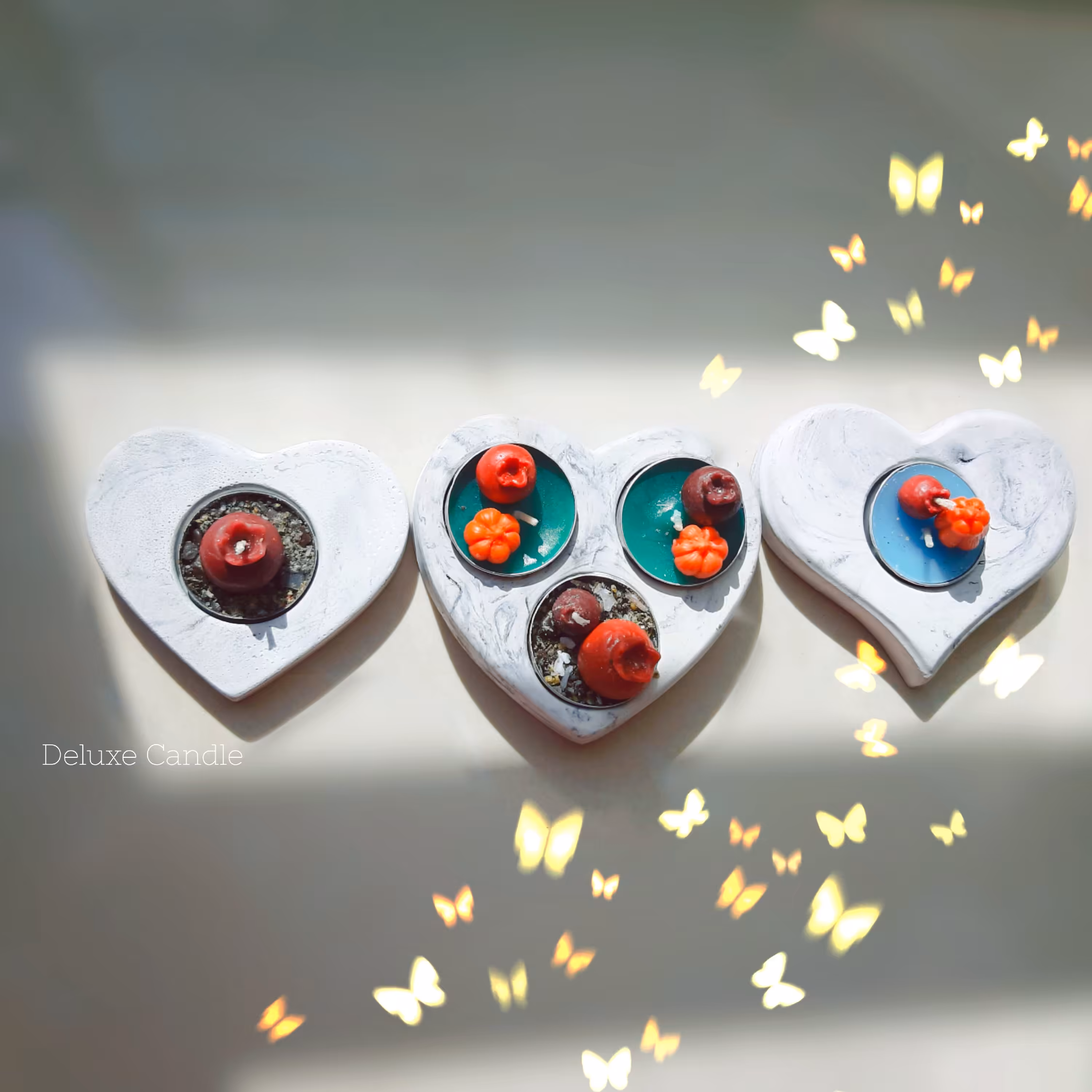 جا شمعی سنگی قلبی همراه با وارمر    