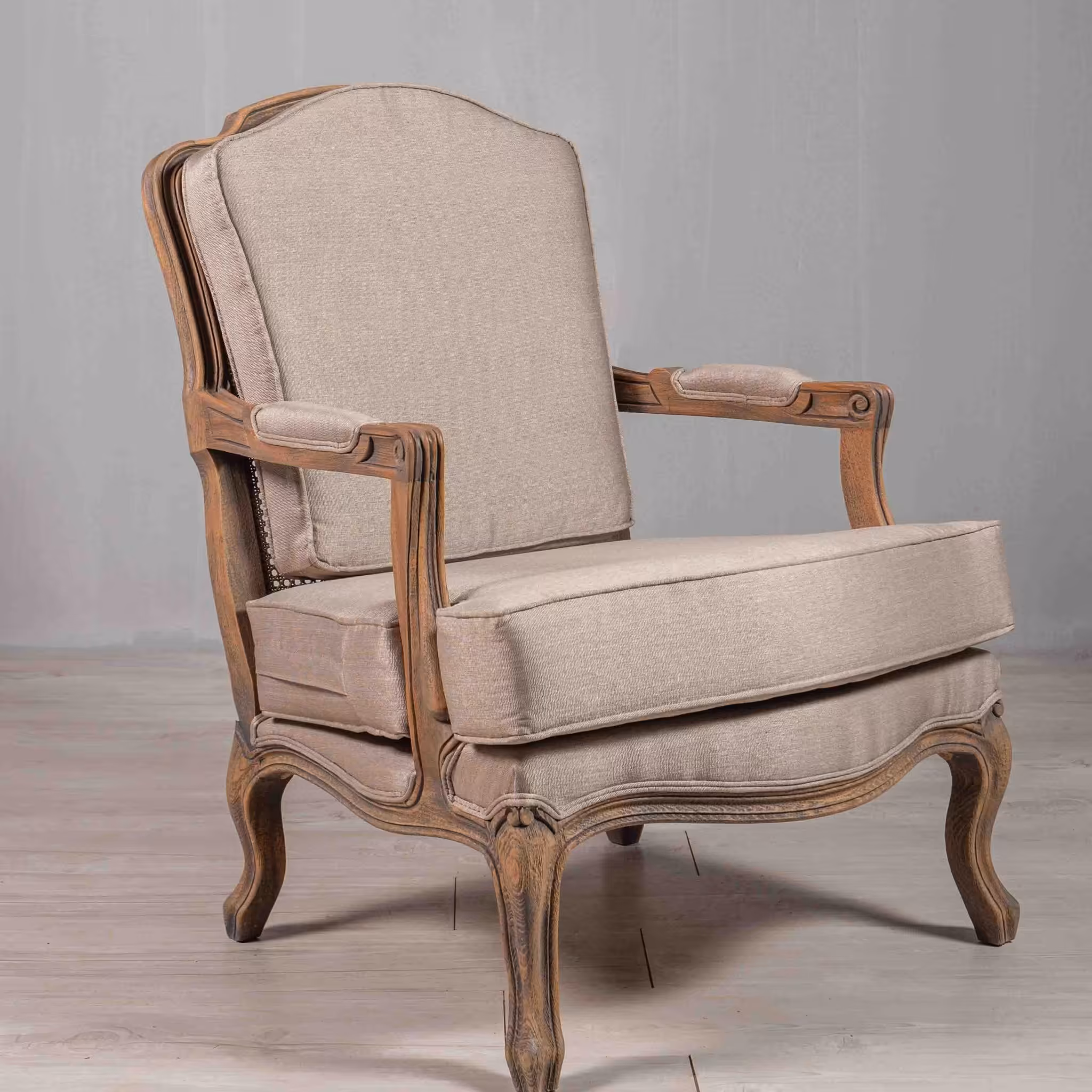  مبل فرانسوی  چوب راش تک مبل با رنگ و پارچه 