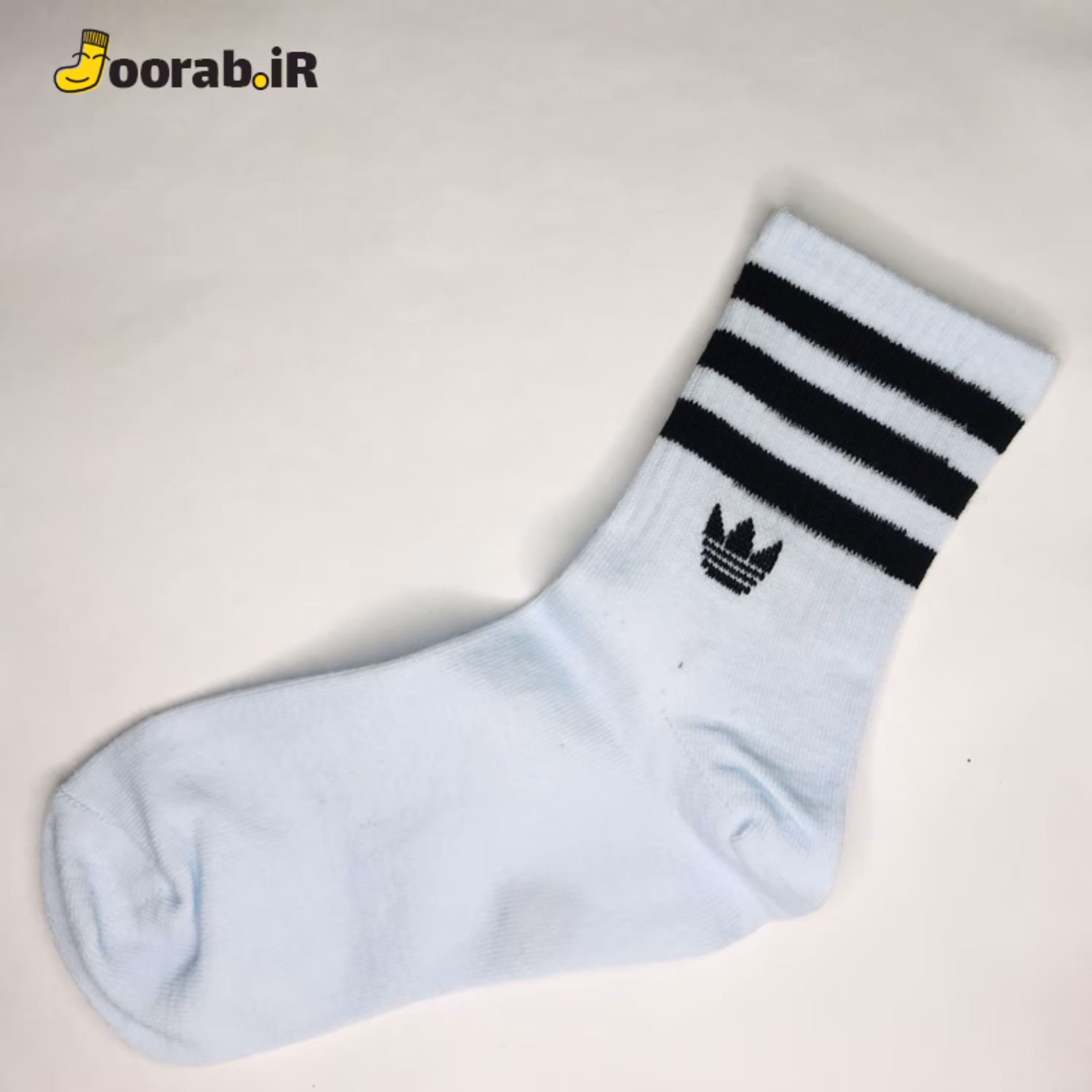 جوراب ساق دار ورزشی اسپرت طرح آدیداس آبی روشن