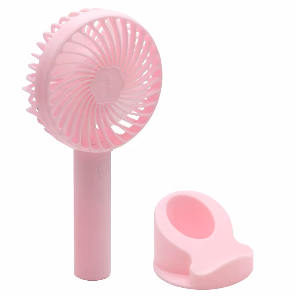 پنکه دستی شارژی 7w مدل JD-N10  وزن 138g  رنگ صورتی دارای 3 حالت  مجهز به پایه و هولدر گوشی