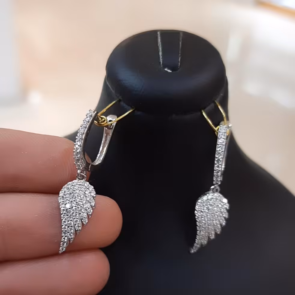 گوشواره نقره برگ قفل حلقه