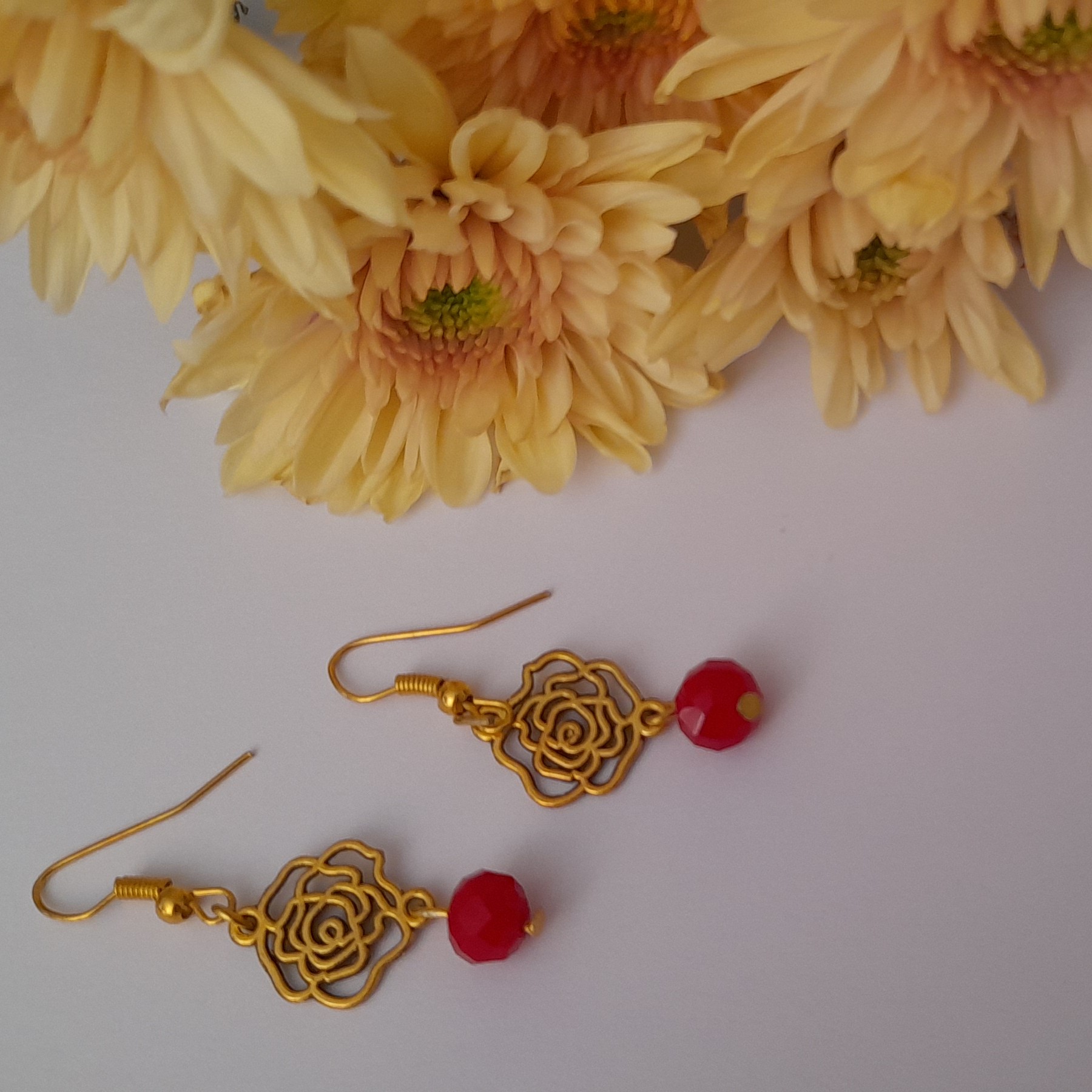 گوشواره گل رز طلایی