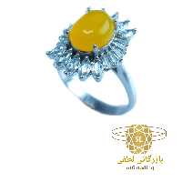 انگشتر نقره زنانه عقیق شرف و المشس همراه با روکش طلای سفید کد SLASHZ2 بازرگانی لطفی 