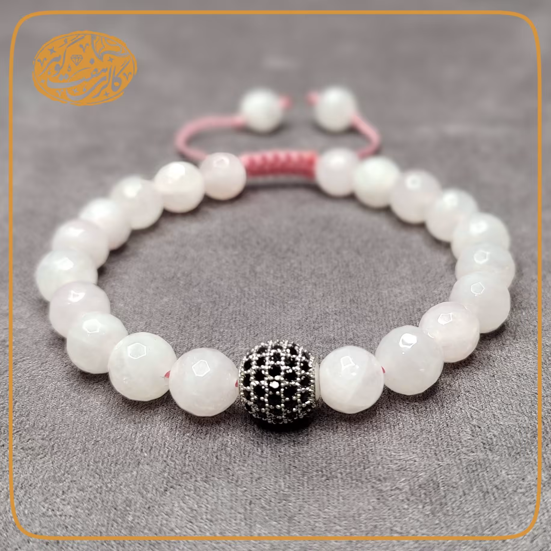 دستبند بسیار پر انرژی رز کوارتز تراش زنبوری