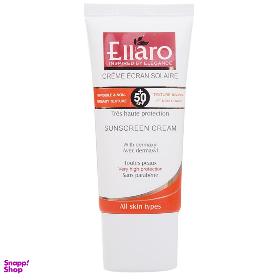 کرم ضد آفتاب الارو (Ellaro) مناسب انواع پوست با SPF 50 بدون رنگ حجم 50 میلیلیتر