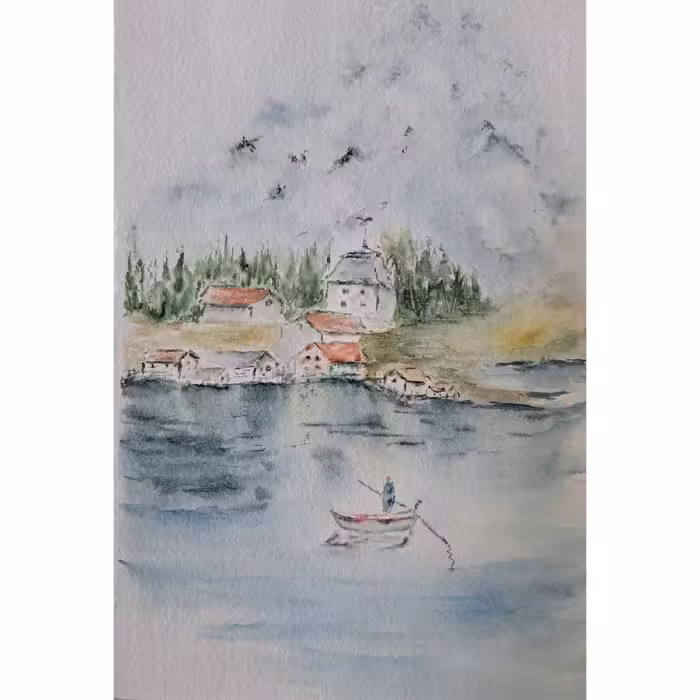 نقاشی کوه و رودخونه 