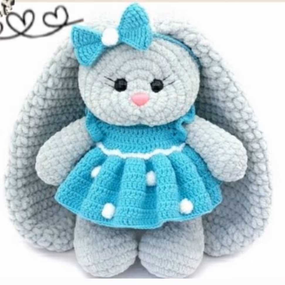 عروسک خرگوش گوش دراز مخمل دست بافت و بادوام 