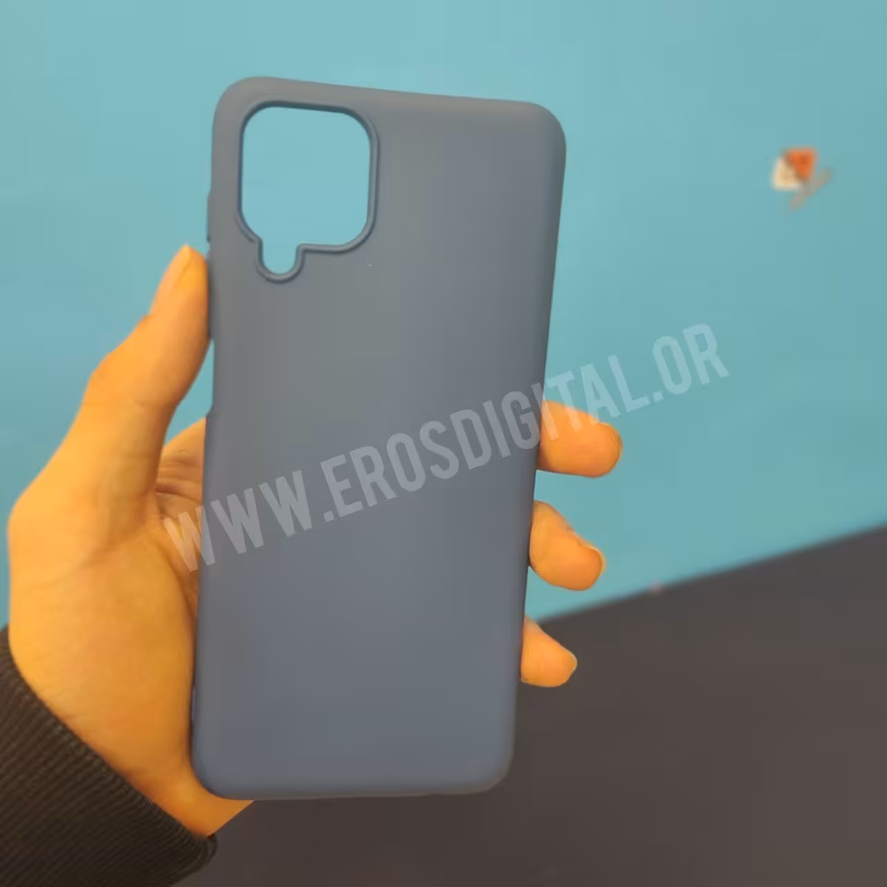 قاب طرح سیلیکونی سامسونگ A12 زیر بسته - سرمه ای