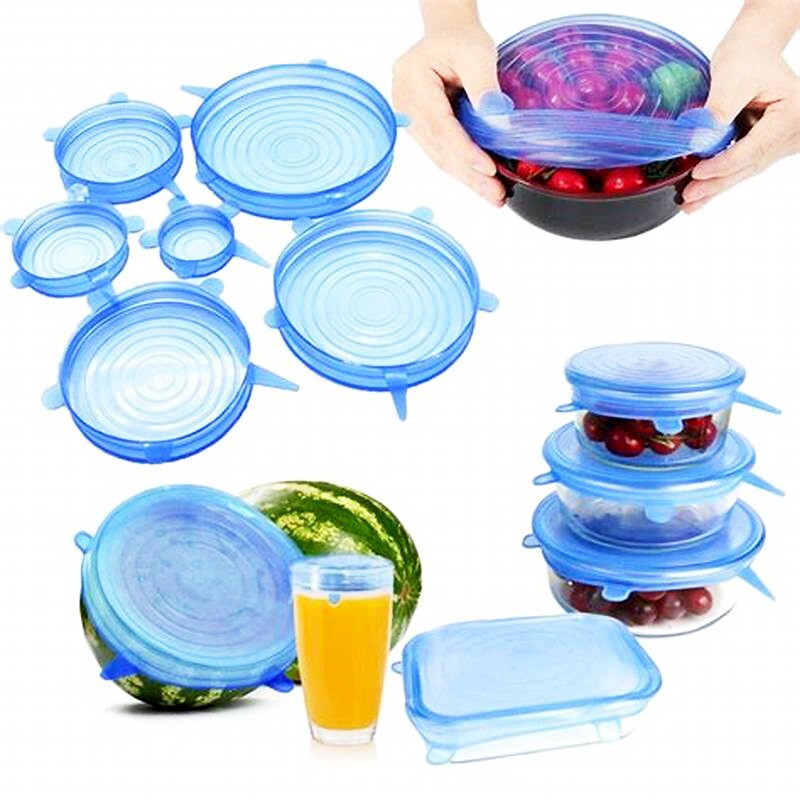 درپوش سلیکونی 6عددی(قابل شستشو)قابلیت استفاده برای ظروف قطر6تا22سانتی متر