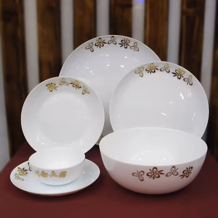 سرویس ارکوپال 6 نفره 26 پارچه گلدن اپال طرح پروانه