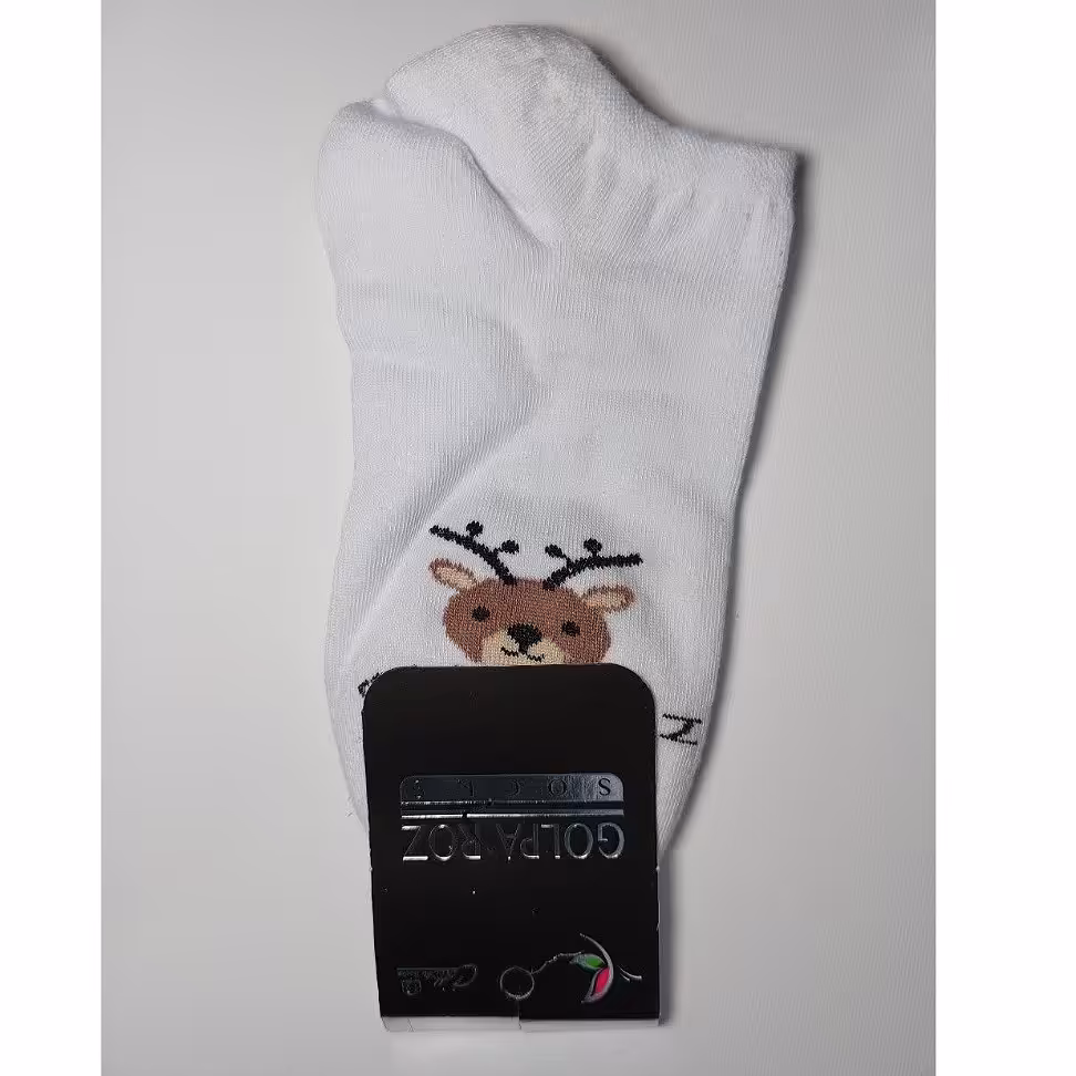 جوراب مچی نخی فانتزی طرح گوزن پک چهارتایی